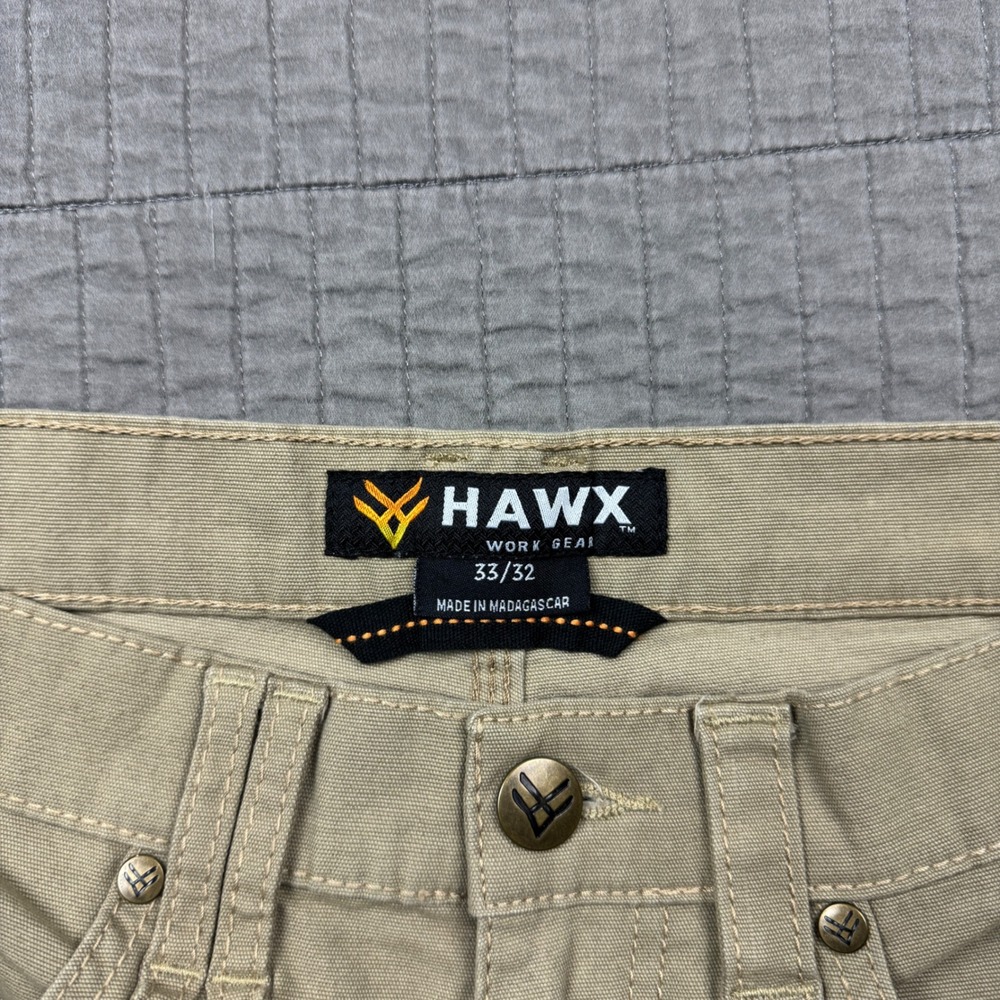 Hawx Work Utility Pants Men 33x32 (33x30) Tan Double Knee Relaxed Straight Leg - Picture 8 of 13